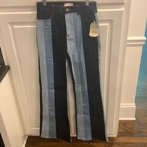 Altar’d State brand flare jeans new with tags! Size 26. Pieced denim stripes.